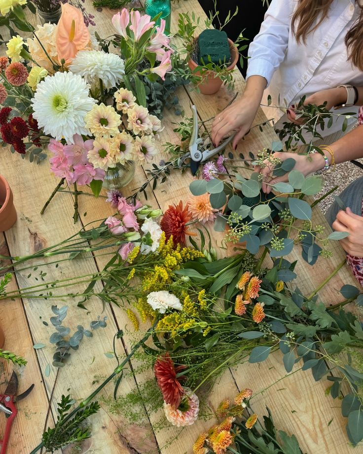 Artisan florist arranging a bouquet